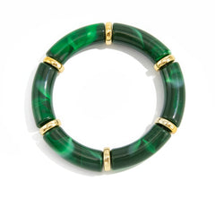 Marbled Resin Tube Bead Stretch Bracelet