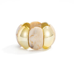Marbled Resin and Polished Metal Stretch Bracelet