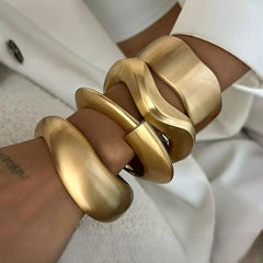 Matte Gold Tone Wide Hinge Cuff Bangle
