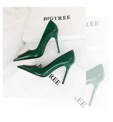 Metal Decor Pump Stiletto Heels