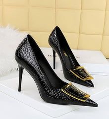 Metal Decor Pump Stiletto Heels