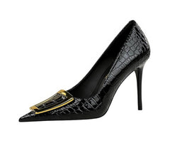 Metal Decor Pump Stiletto Heels