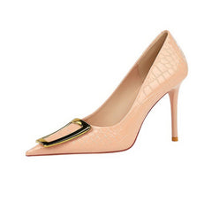 Metal Decor Pump Stiletto Heels