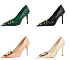Metal Decor Pump Stiletto Heels