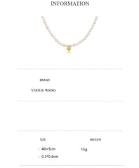 Minimalist Pearl Necklace with Gold Heart Charm