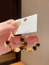 Mixed Gemstone Beaded Hoop Earrings