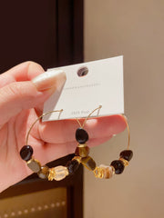 Mixed Gemstone Beaded Hoop Earrings