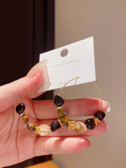 Mixed Gemstone Beaded Hoop Earrings