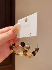 Mixed Gemstone Beaded Hoop Earrings