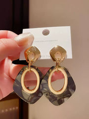 Modern Geometric Stud with Patterned Hoop Drop Dangle Earrings