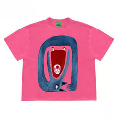 Monster Mouth Graphic Tee with Unique Abstract Design