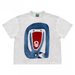 Monster Mouth Graphic Tee with Unique Abstract Design