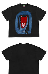 Monster Mouth Graphic Tee with Unique Abstract Design