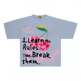 Motivational Graphic Tee with Cherry and Graffiti Print