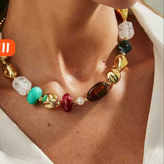 Multi-Element Chunky Beaded Statement Necklace