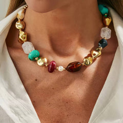 Multi-Element Chunky Beaded Statement Necklace