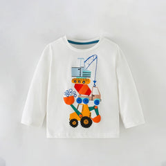 Next Toddler Boy's Long-Sleeve T-Shirt with Construction Crane and Excavator Applique