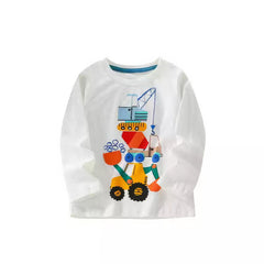 Next Toddler Boy's Long-Sleeve T-Shirt with Construction Crane and Excavator Applique