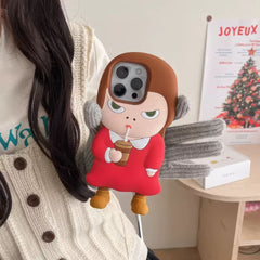 Novelty 3D Cartoon Girl iPhone Case with Stand