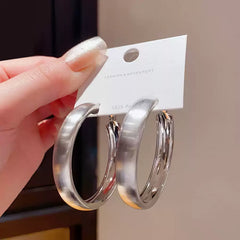 18k White Gold Chunky Hoop Earrings