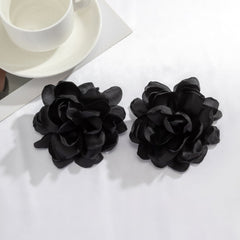 Oversized Fabric Flower Stud Earrings