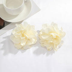 Oversized Fabric Flower Stud Earrings