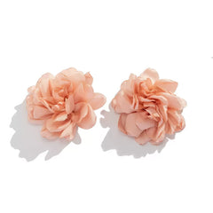 Oversized Fabric Flower Stud Earrings