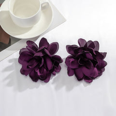 Oversized Fabric Flower Stud Earrings