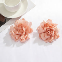 Oversized Fabric Flower Stud Earrings