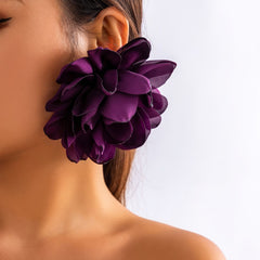 Oversized Fabric Flower Stud Earrings