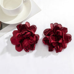 Oversized Fabric Flower Stud Earrings
