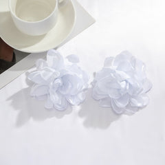Oversized Fabric Flower Stud Earrings