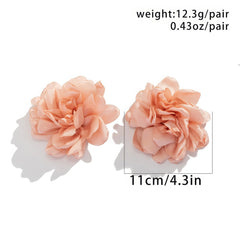 Oversized Fabric Flower Stud Earrings