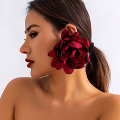 Oversized Fabric Flower Stud Earrings