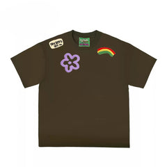 Patchwork Flower Rainbow Graphic T-Shirt