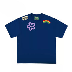 Patchwork Flower Rainbow Graphic T-Shirt
