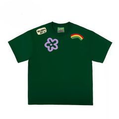 Patchwork Flower Rainbow Graphic T-Shirt