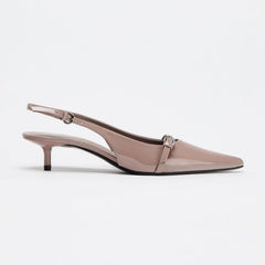 Patent Finish Pointed Toe Kitten Heels