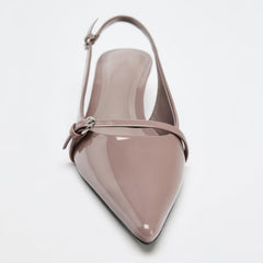 Patent Finish Pointed Toe Kitten Heels