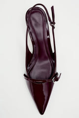 Patent Pointed Toe Slingback Kitten Heels