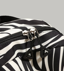 Patterned Animal Print Schoolbag with Cute Plush Bear Accent