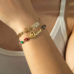 Handmade Stainless Steel Bracelet: Personalized Name with Oil Blue Eyes Letter Charm