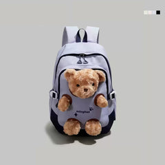 Pink and Brown Bear Peek-a-Boo Plush Pocket Schoolbag