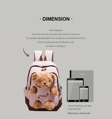 Pink and Brown Bear Peek-a-Boo Plush Pocket Schoolbag