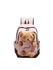 Pink and Brown Bear Peek-a-Boo Plush Pocket Schoolbag