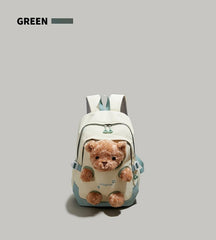 Pink and Brown Bear Peek-a-Boo Plush Pocket Schoolbag