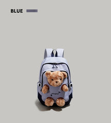 Pink and Brown Bear Peek-a-Boo Plush Pocket Schoolbag