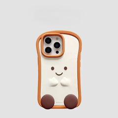 Playful Toast Bread Phone Case with Cute Cartoon Face