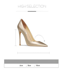 Pointed Toe High Heel Leather Pumps