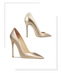 Pointed Toe High Heel Leather Pumps